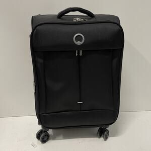 DELSEY Flight Lite 20” Carry On Luggage Softside Spinner 4-Wheel Black Smooth